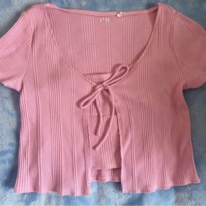 Pacsun curtain shirt two piece light pink